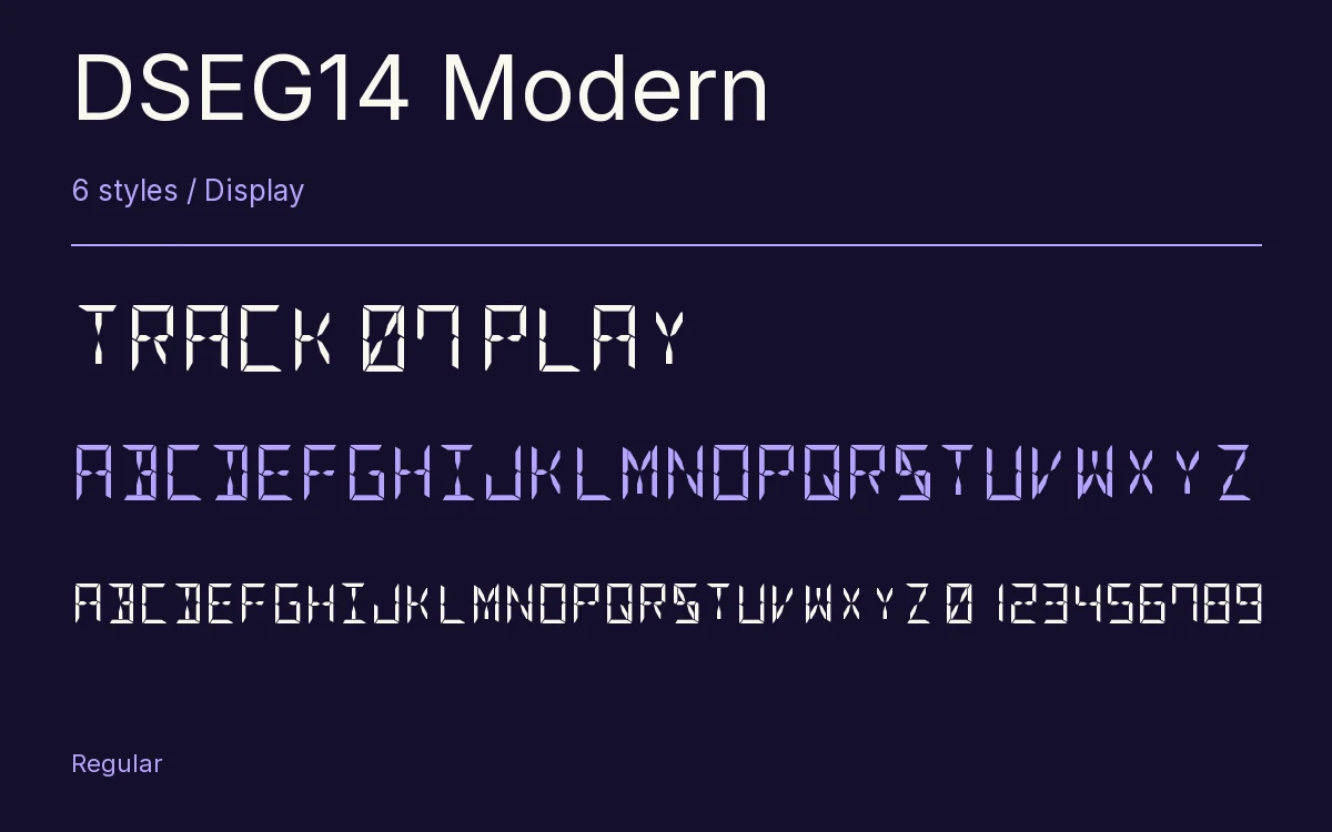 DSEG14 Modern type specimen with letters and figures