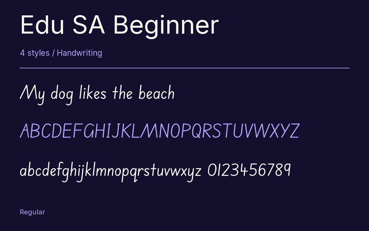 Edu SA Beginner type specimen with letters and figures