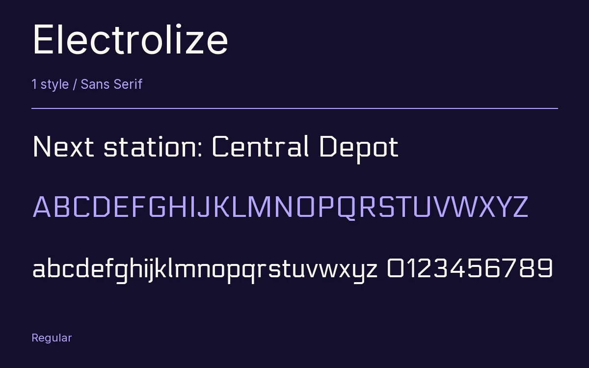 Electrolize type specimen with letters and figures