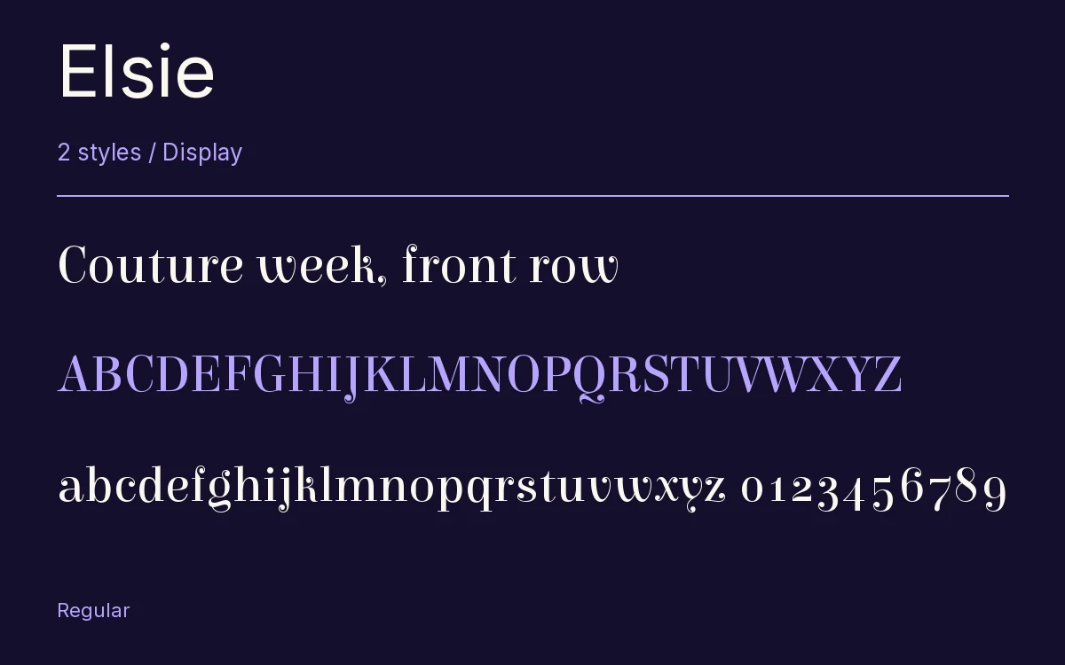 Elsie type specimen with letters and figures