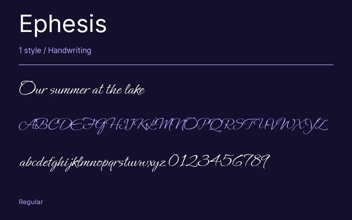 Ephesis type specimen with letters and figures