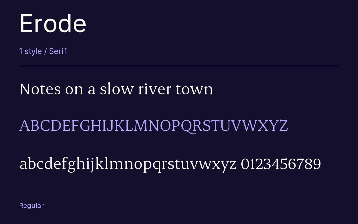 Erode type specimen with letters and figures