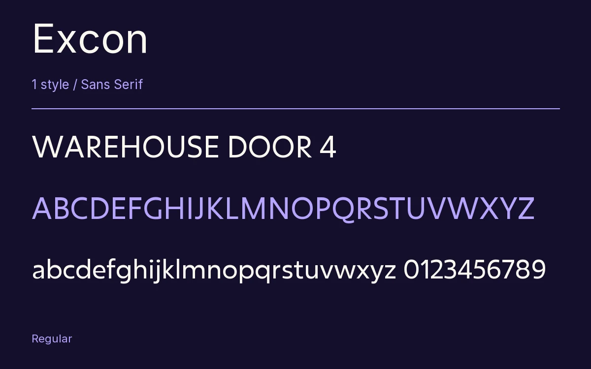Excon type specimen with letters and figures