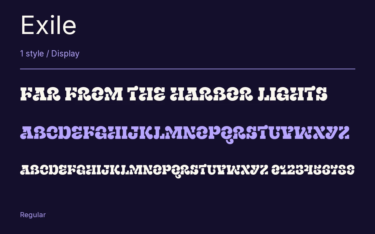 Exile type specimen with letters and figures