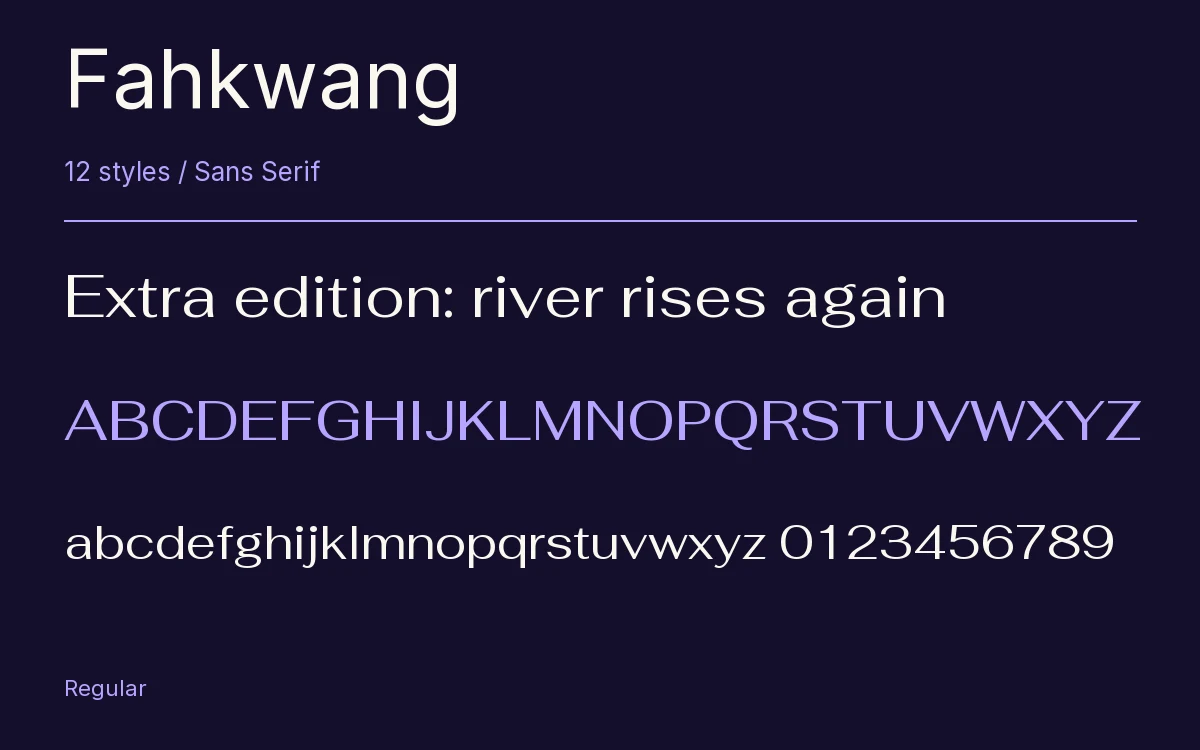 Fahkwang type specimen with letters and figures