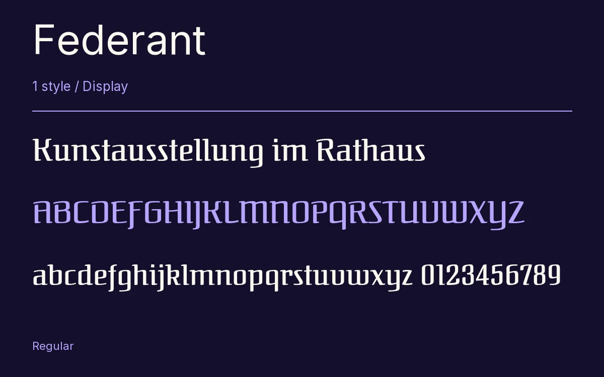 Federant type specimen with letters and figures