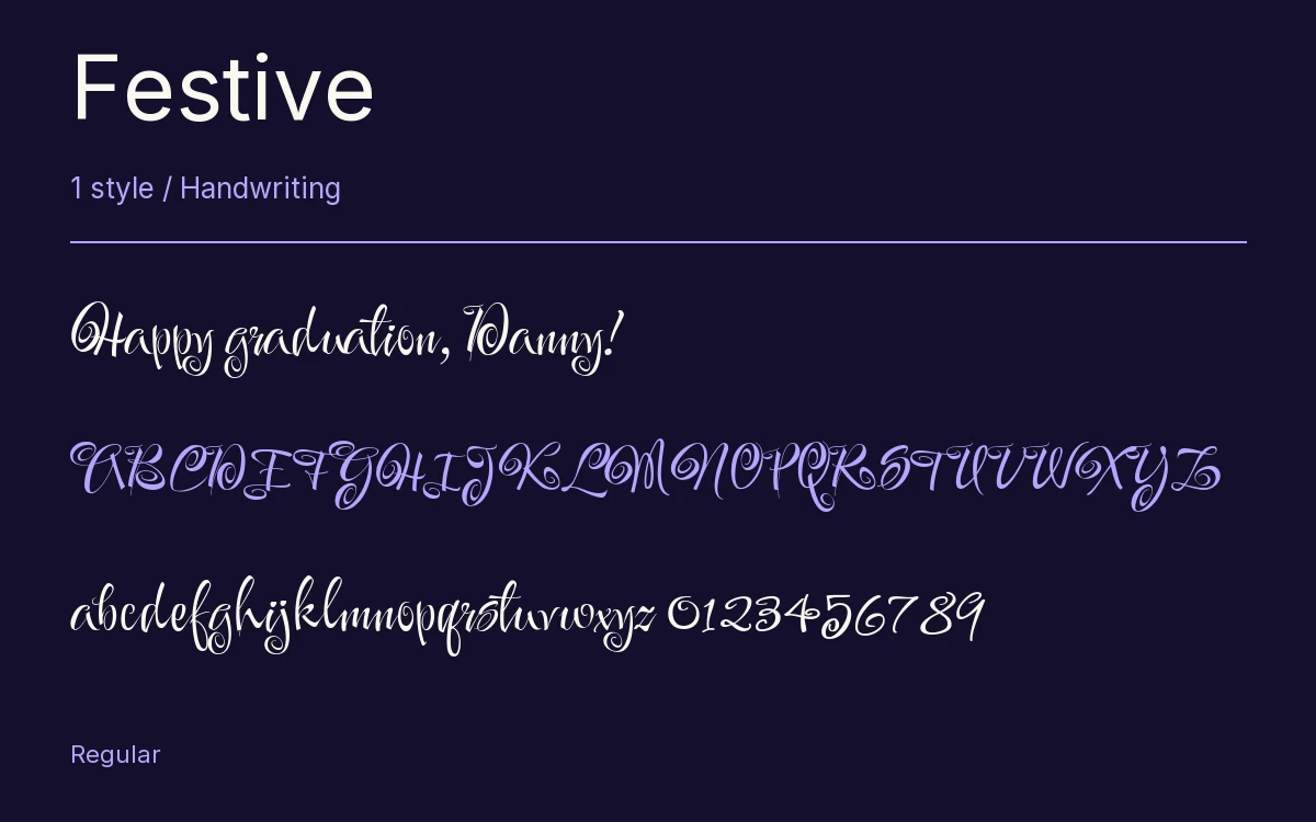 Festive type specimen with letters and figures