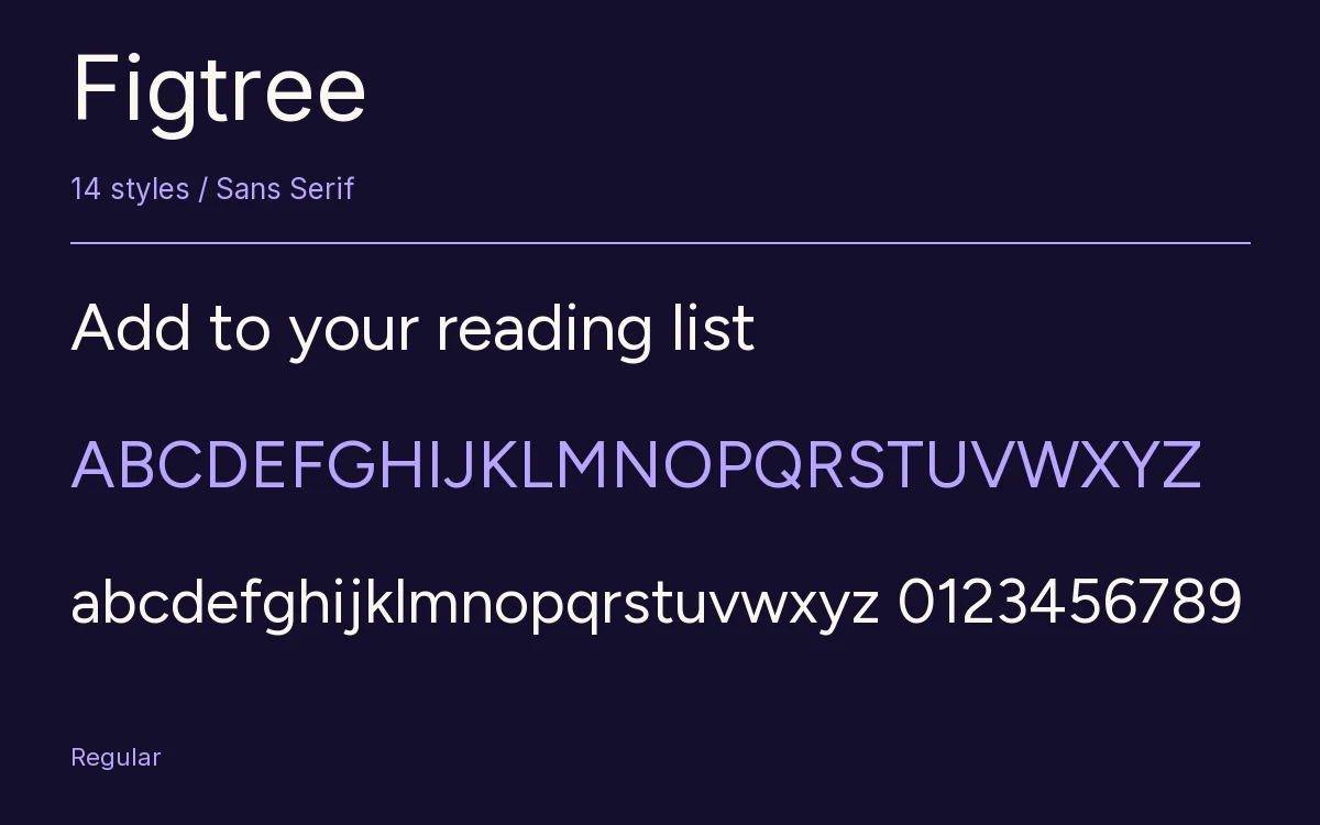 Figtree type specimen with letters and figures