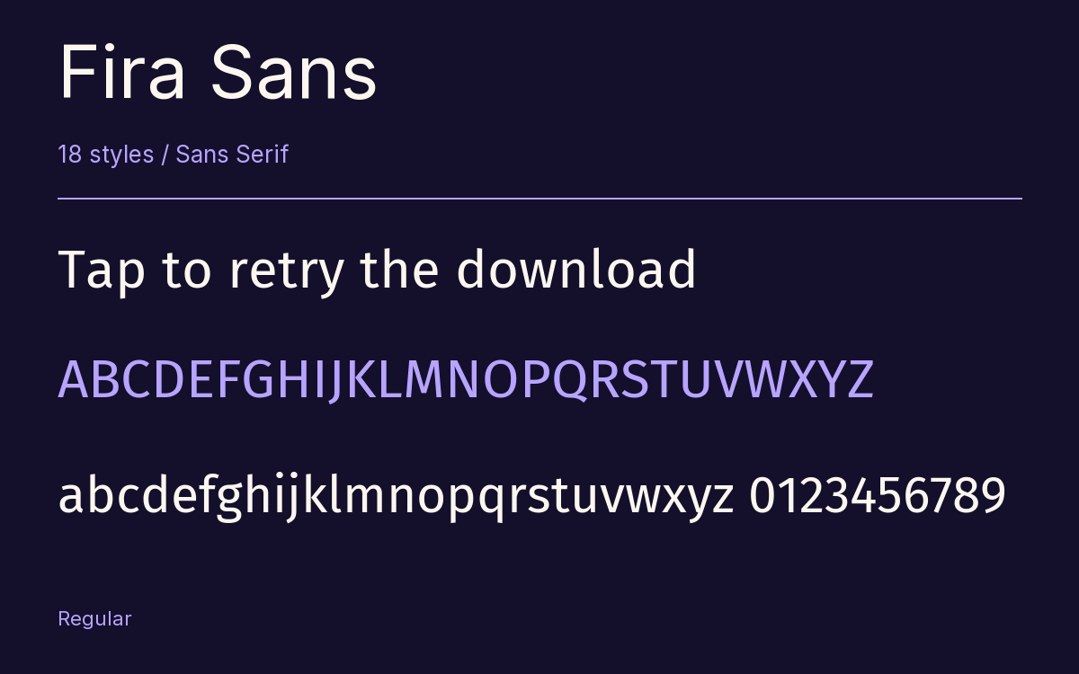 Fira Sans type specimen with letters and figures