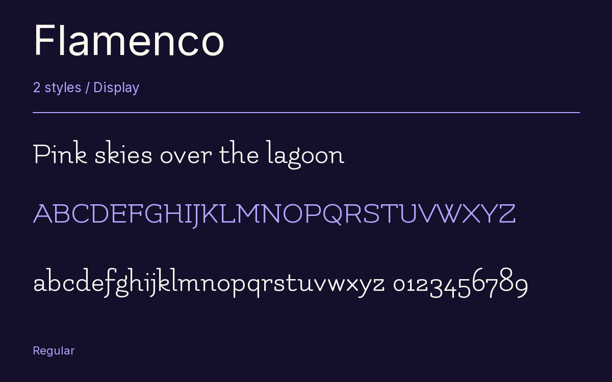 Flamenco type specimen with letters and figures