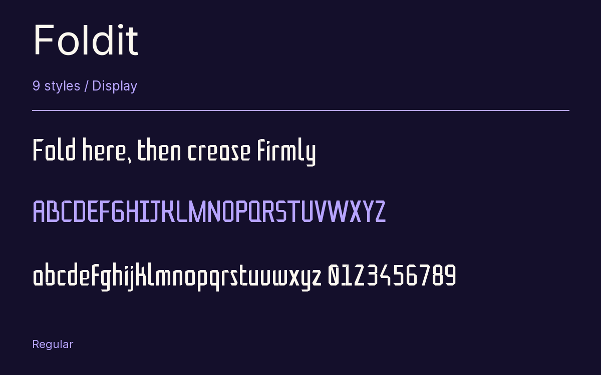 Foldit type specimen with letters and figures