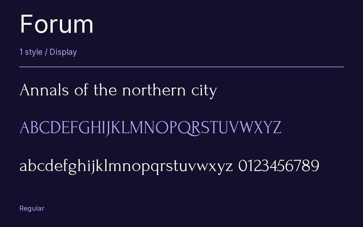 Forum type specimen with letters and figures