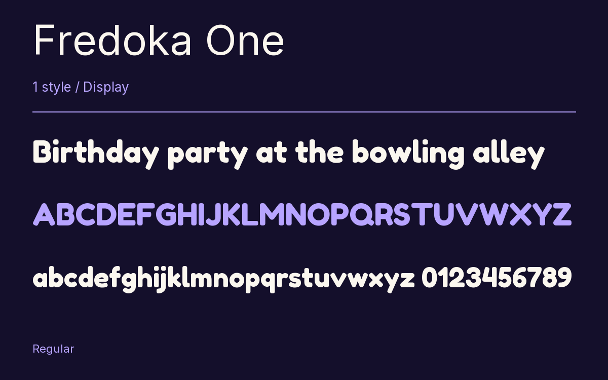 Fredoka One type specimen with letters and figures