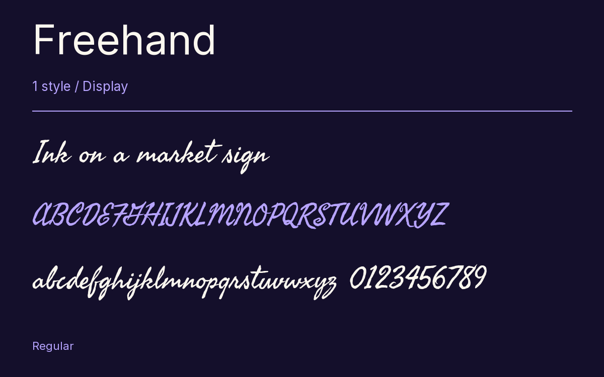 Freehand type specimen with letters and figures