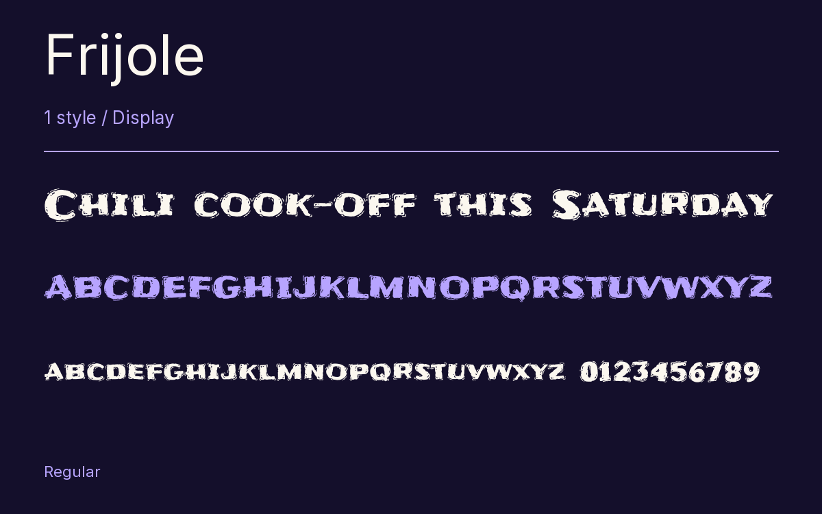 Frijole type specimen with letters and figures