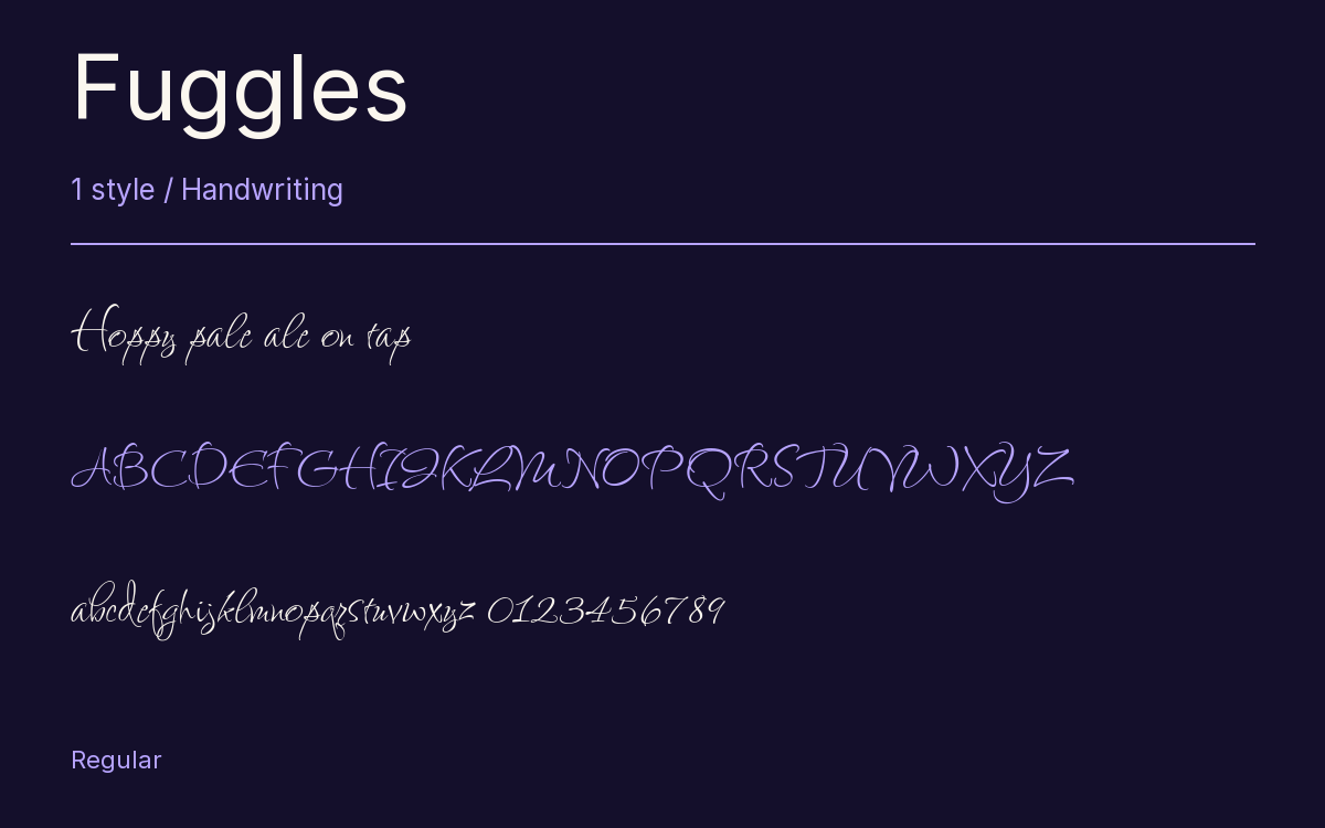 Fuggles type specimen with letters and figures