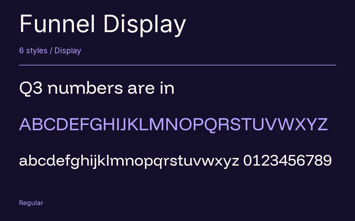 Funnel Display type specimen with letters and figures