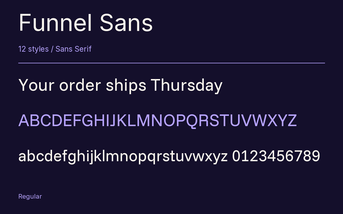 Funnel Sans type specimen with letters and figures