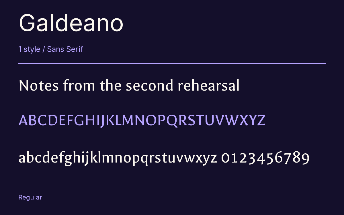 Galdeano type specimen with letters and figures