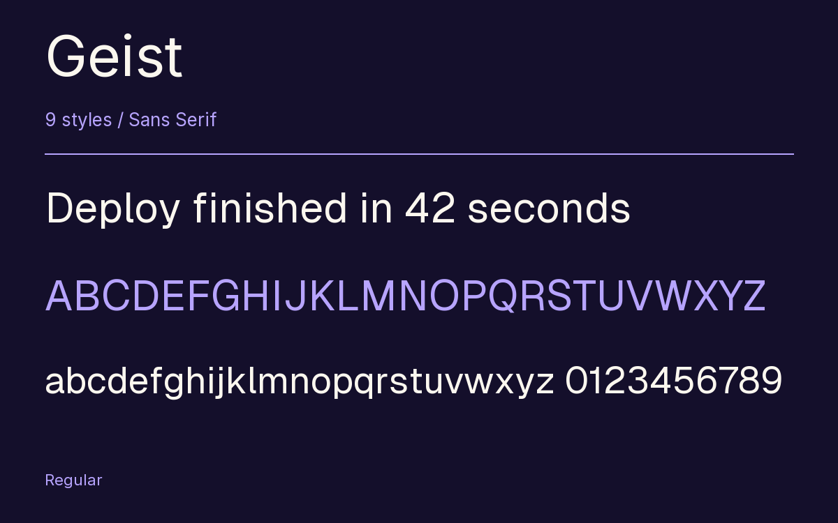 Geist type specimen with letters and figures