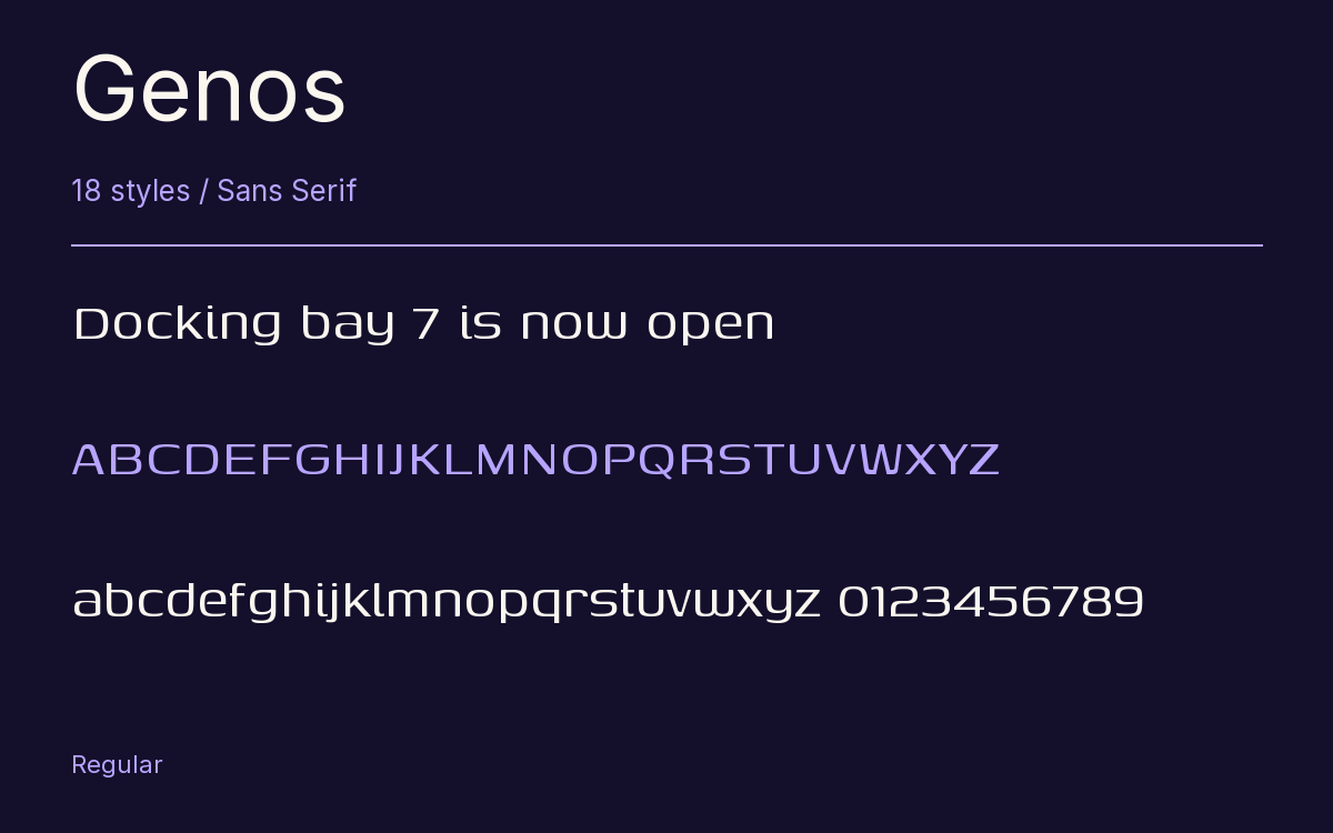 Genos type specimen with letters and figures