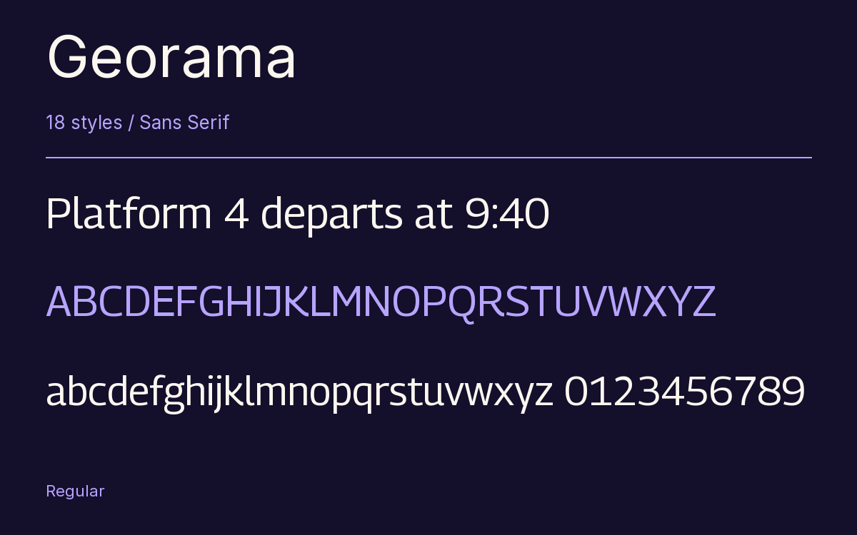 Georama type specimen with letters and figures