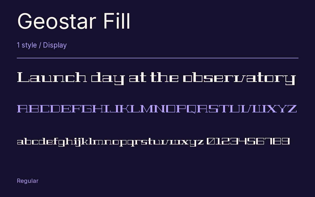 Geostar Fill type specimen with letters and figures