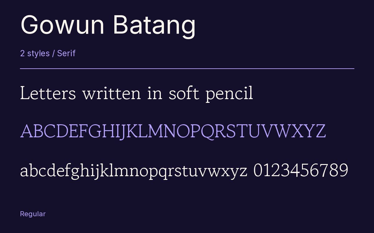 Gowun Batang type specimen with letters and figures