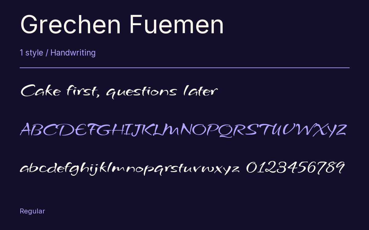 Grechen Fuemen type specimen with letters and figures