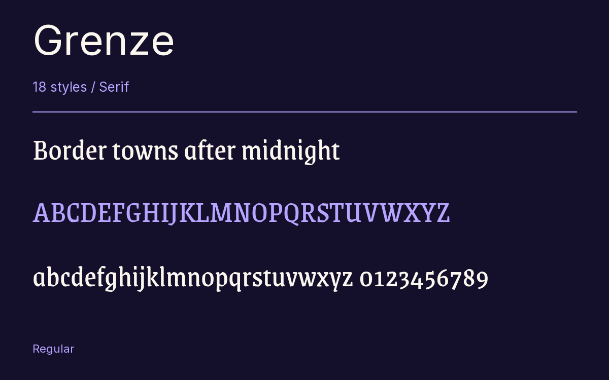 Grenze type specimen with letters and figures