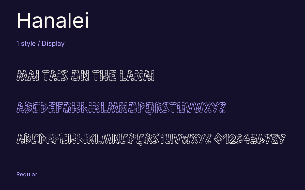 Hanalei type specimen with letters and figures