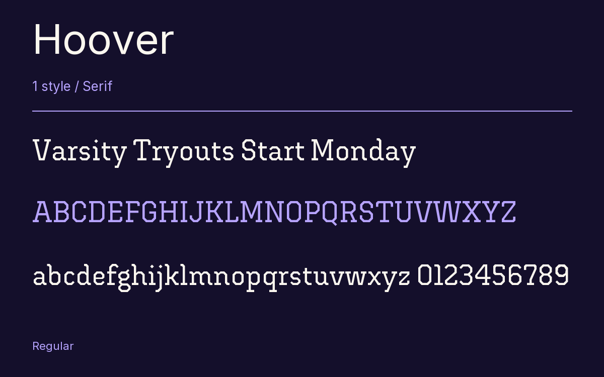 Hoover type specimen with letters and figures