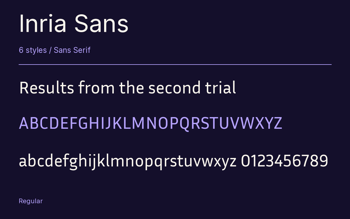 Inria Sans type specimen with letters and figures