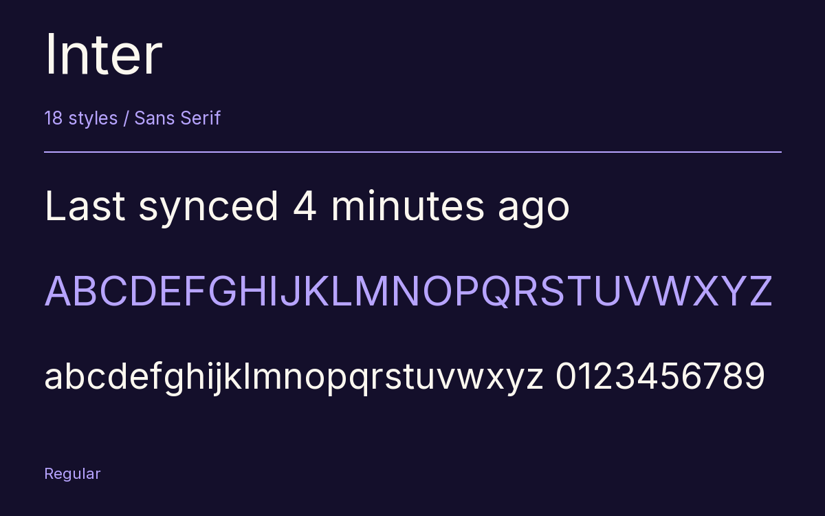 Inter type specimen with letters and figures