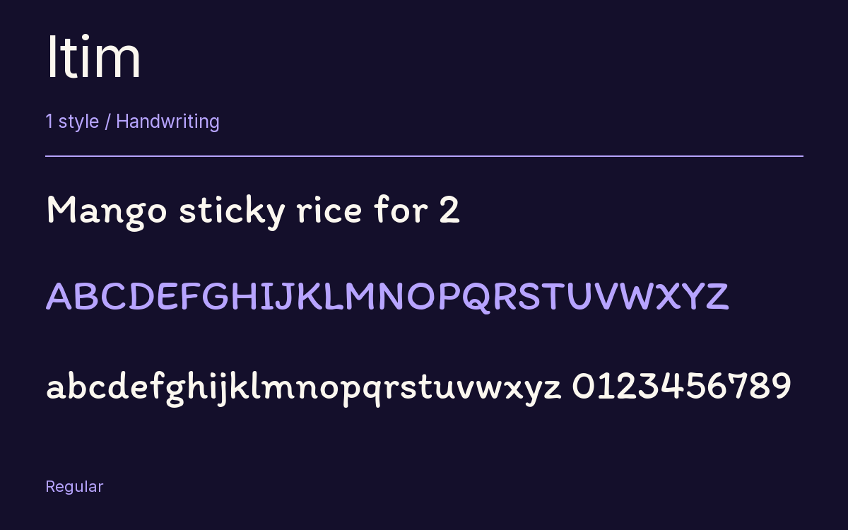 Itim type specimen with letters and figures