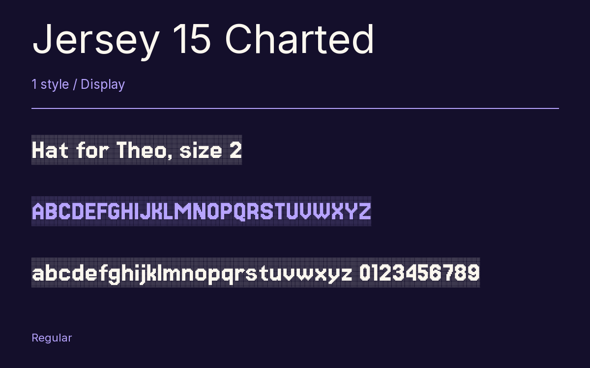 Jersey 15 Charted type specimen with letters and figures