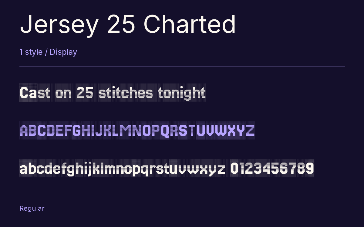 Jersey 25 Charted type specimen with letters and figures