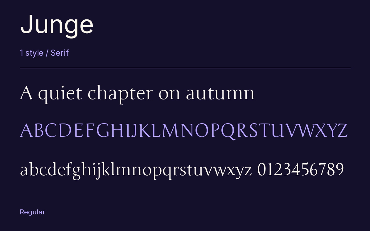 Junge type specimen with letters and figures