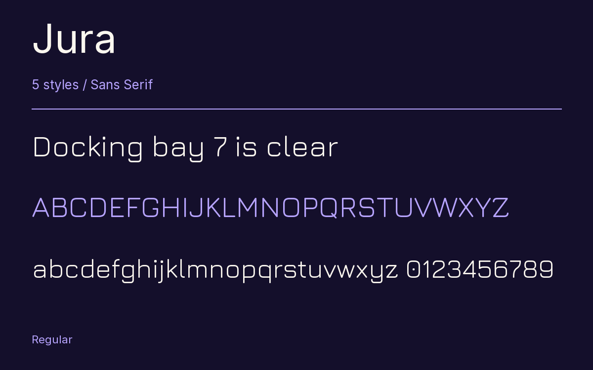 Jura type specimen with letters and figures