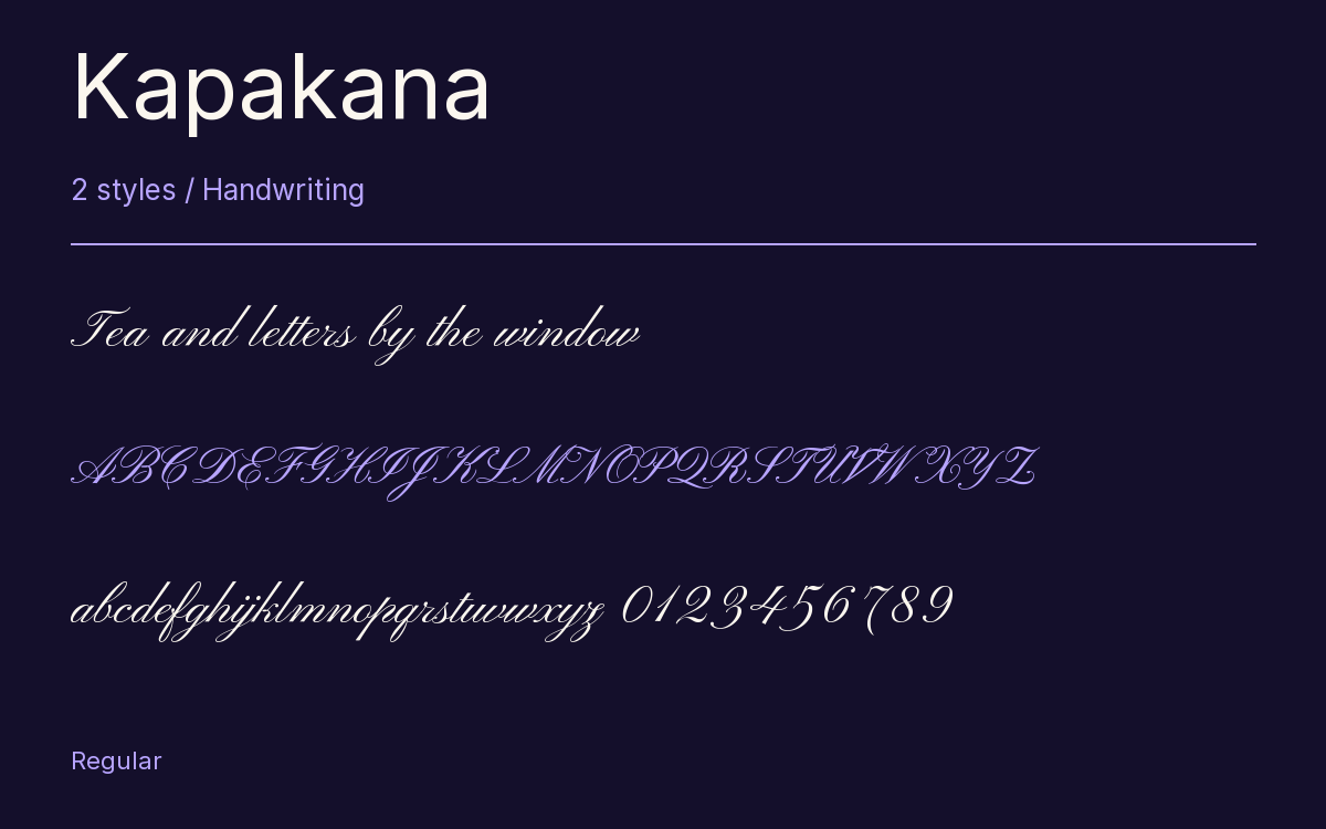 Kapakana type specimen with letters and figures