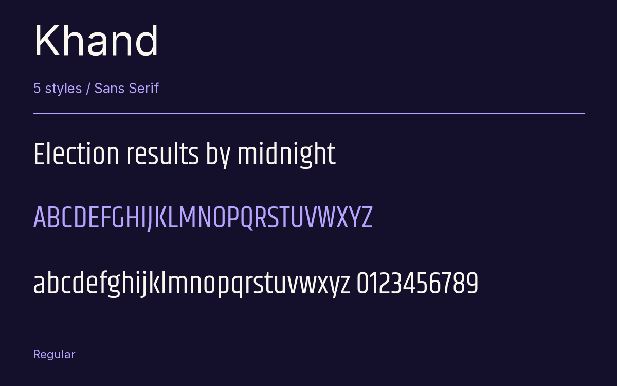 Khand type specimen with letters and figures