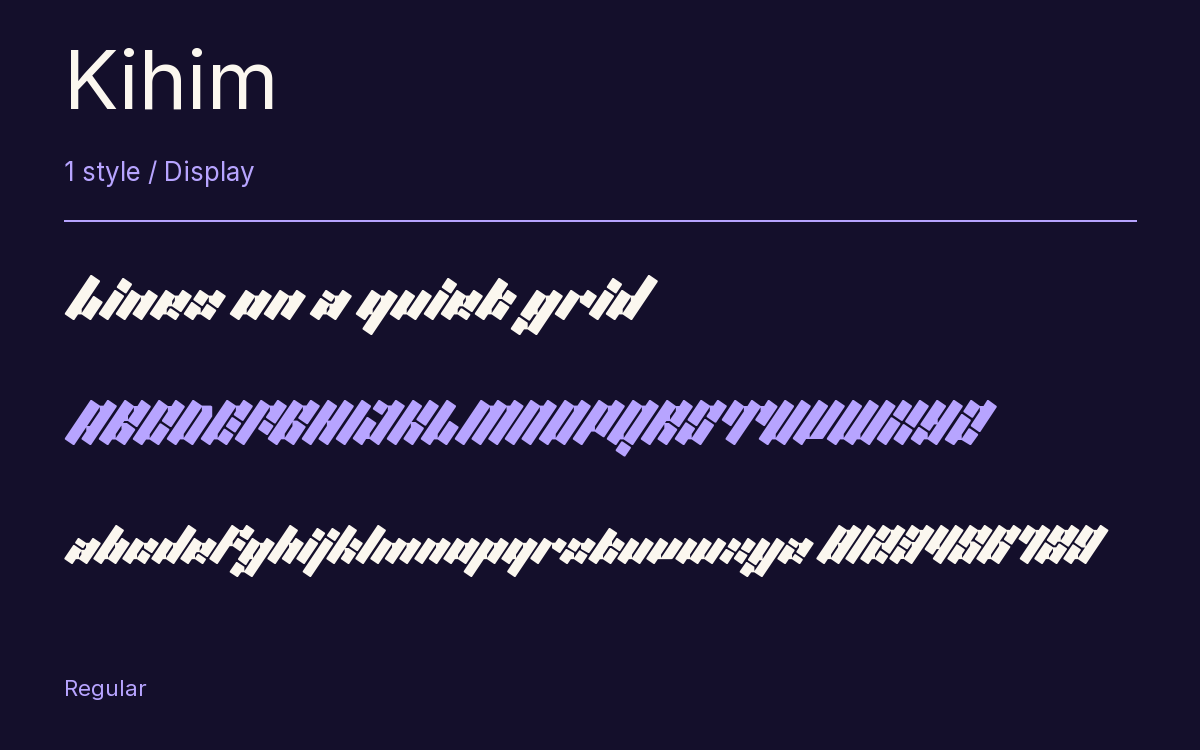 Kihim type specimen with letters and figures