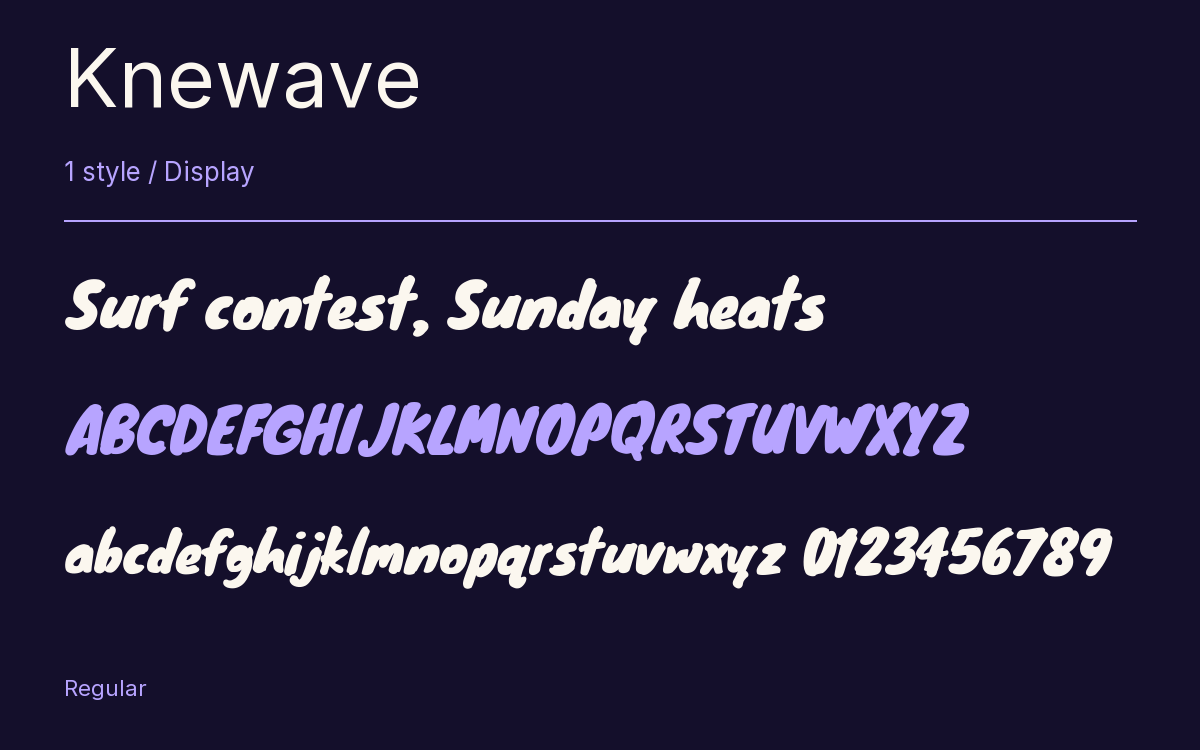 Knewave type specimen with letters and figures