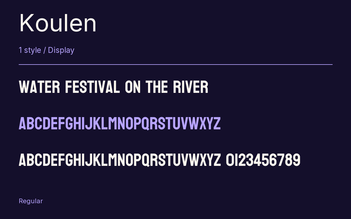 Koulen type specimen with letters and figures