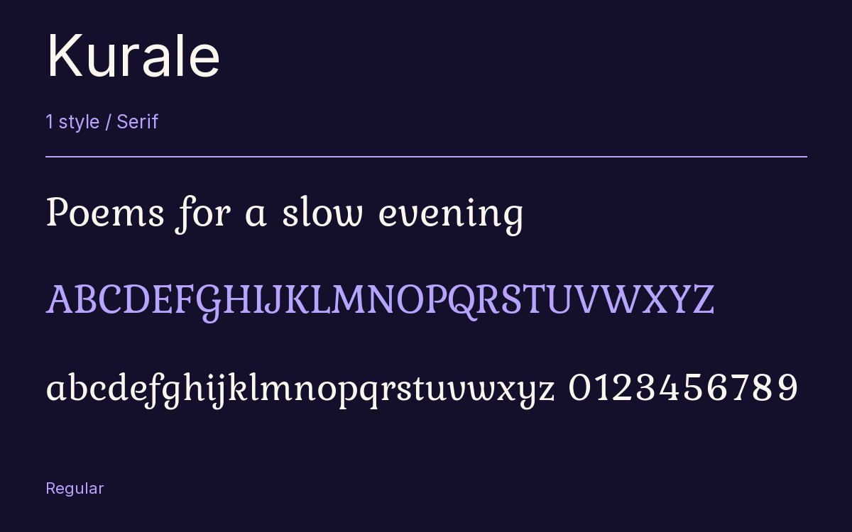 Kurale type specimen with letters and figures