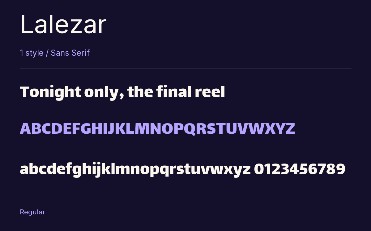 Lalezar type specimen with letters and figures