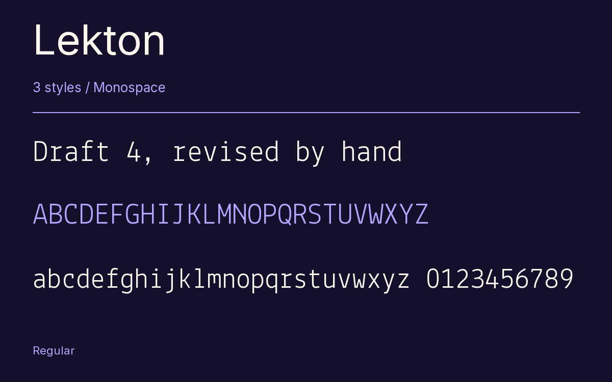 Lekton type specimen with letters and figures