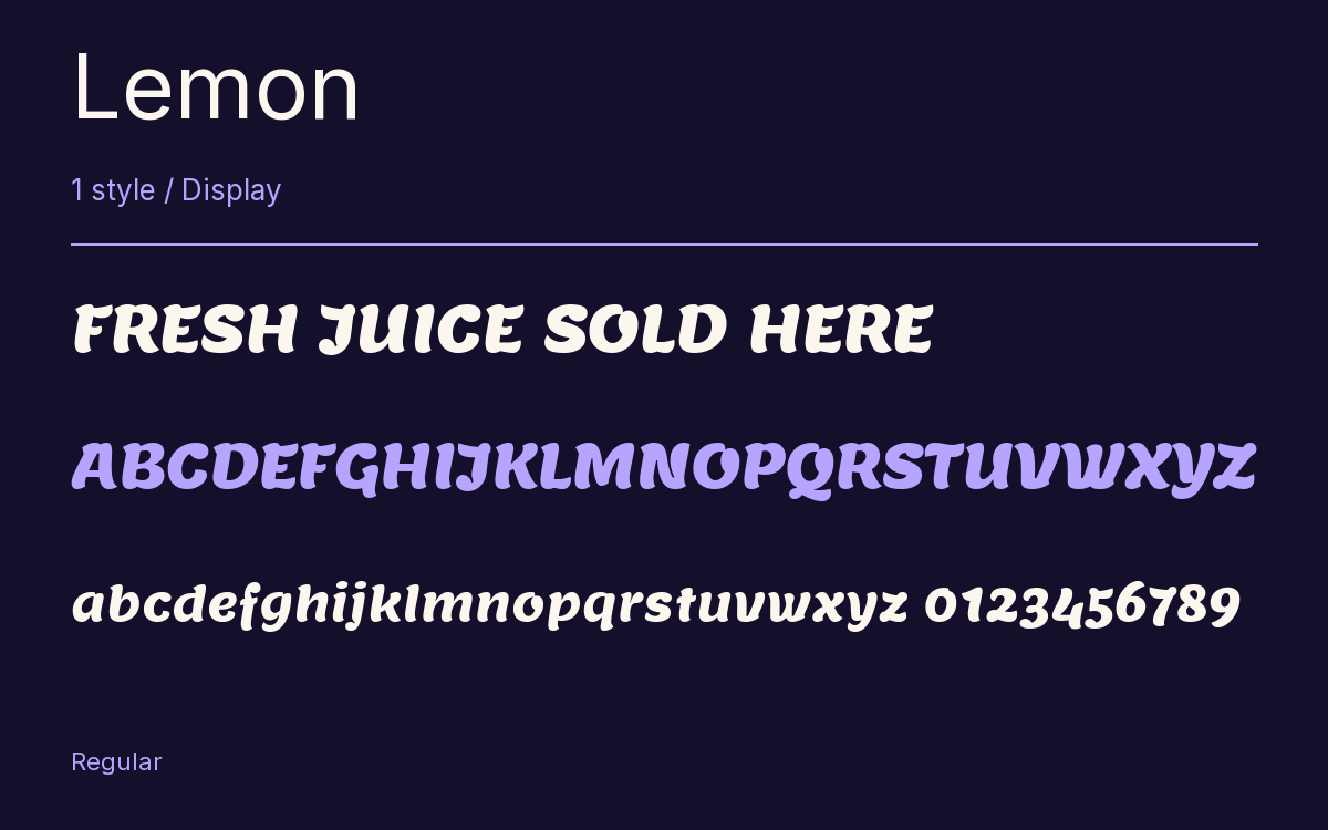 Lemon type specimen with letters and figures
