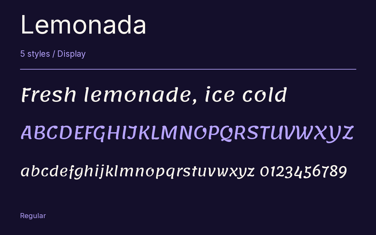 Lemonada type specimen with letters and figures