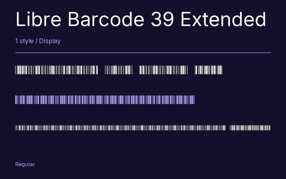 Libre Barcode 39 Extended type specimen with letters and figures